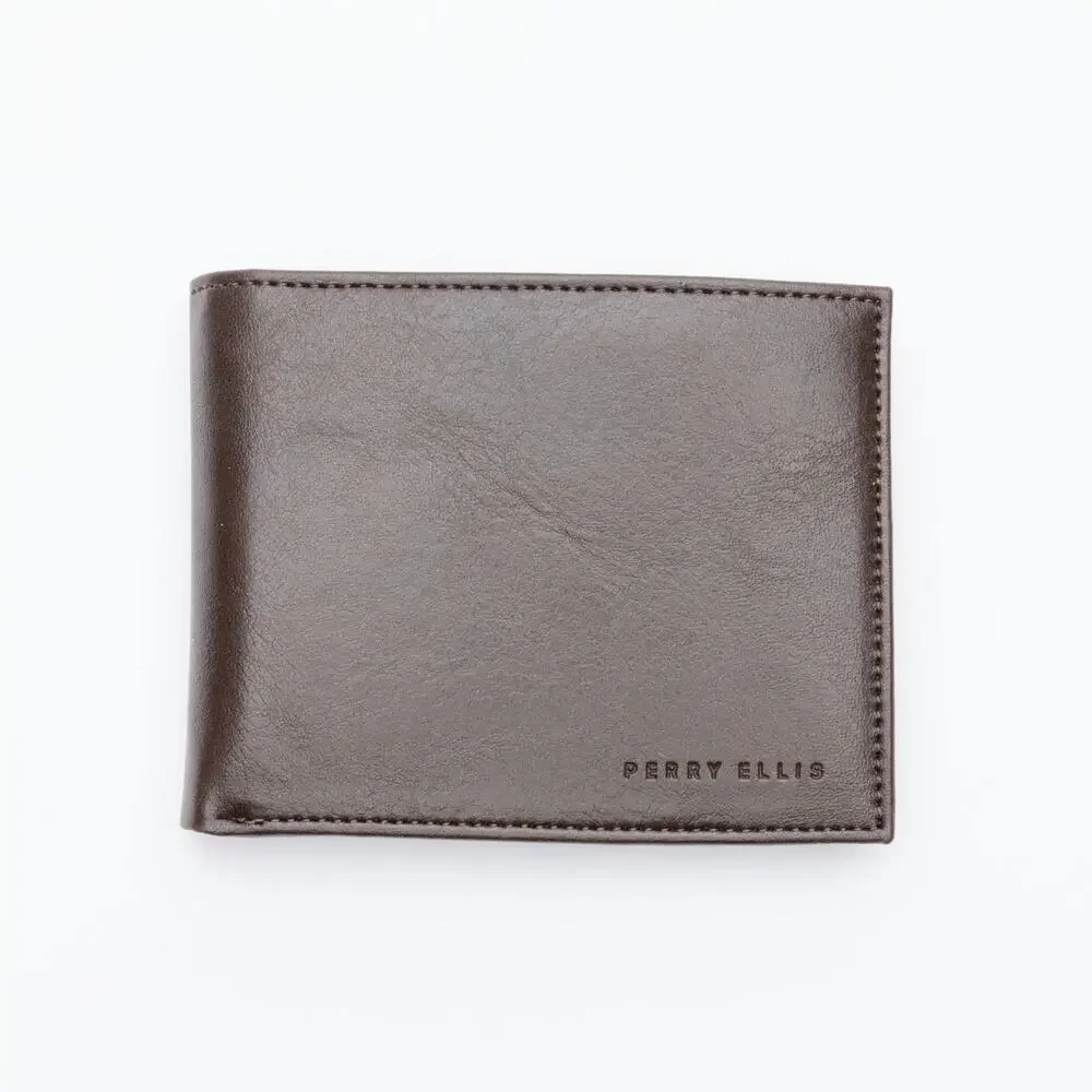 Perry Ellis Sun Shine Passcase Men's Leather Wallet Brown